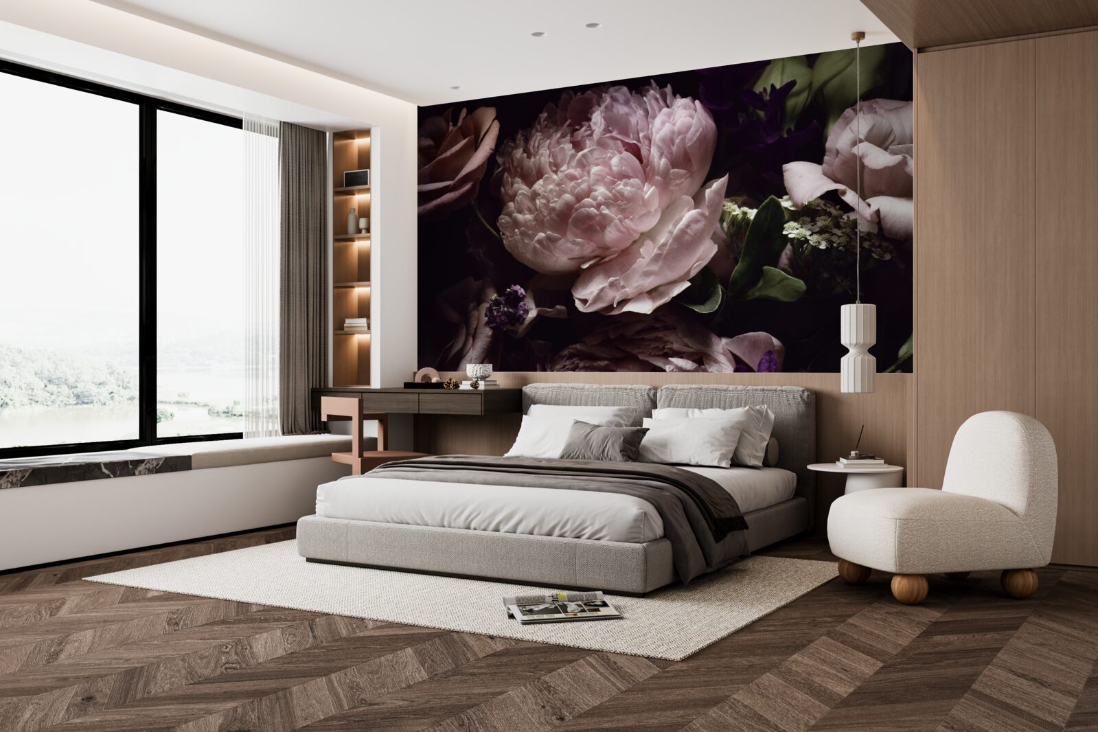 Papier peint set de roses rétro