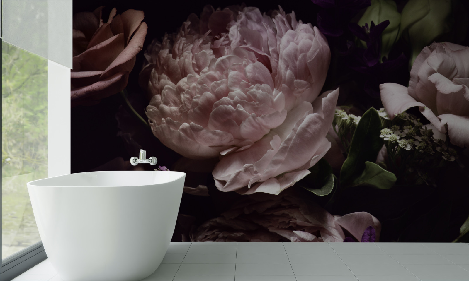 Papier peint set de roses rétro