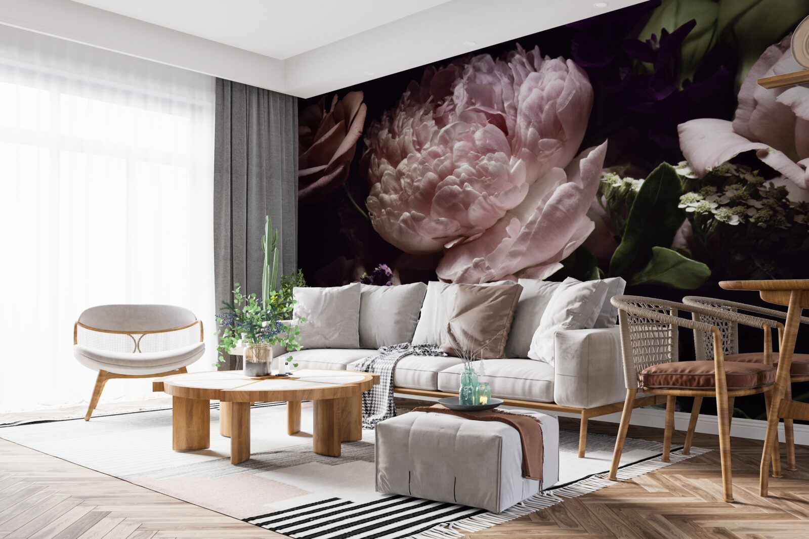 Papier peint set de roses rétro