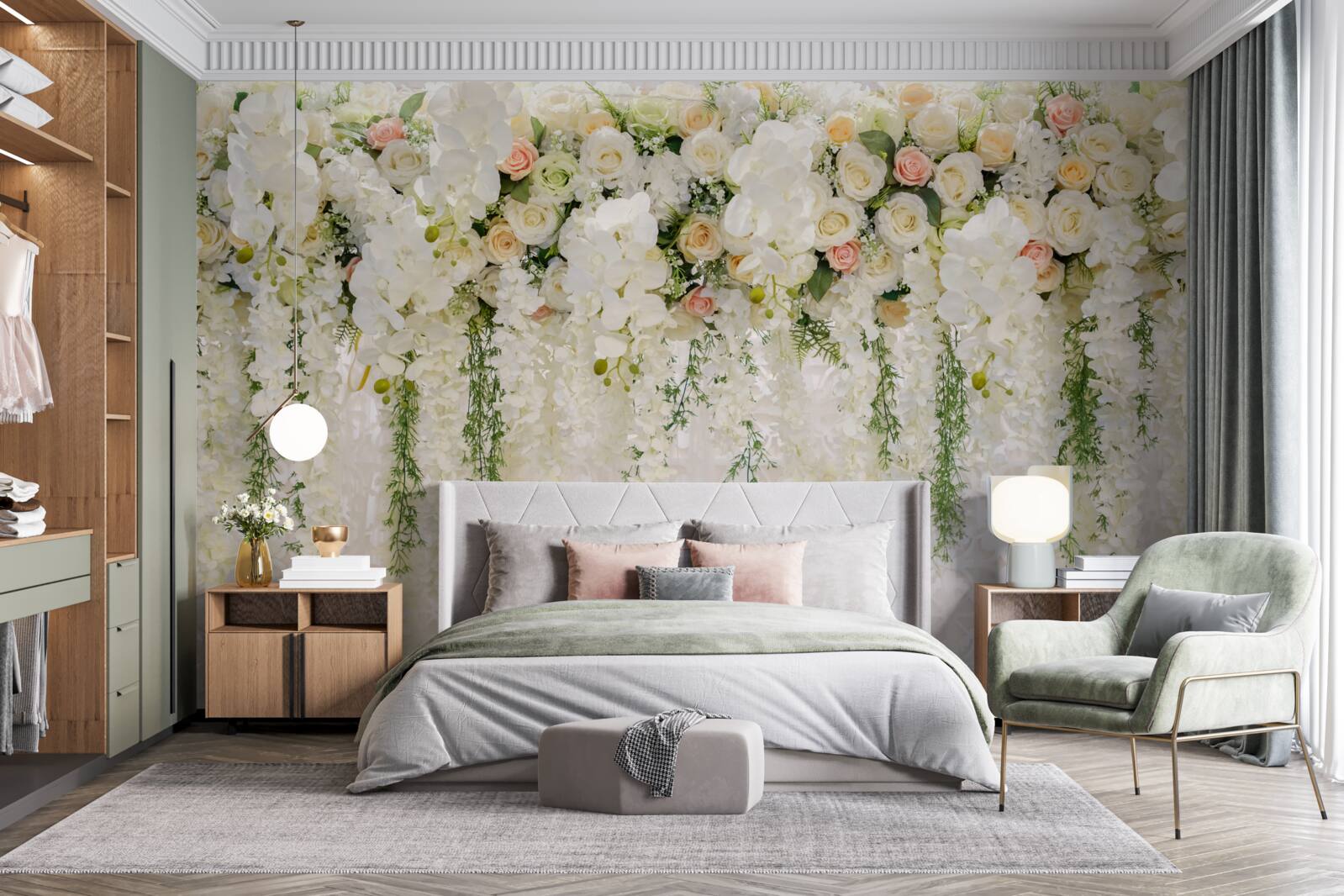 Papier peint composition de fleurs d'orchidées délicates