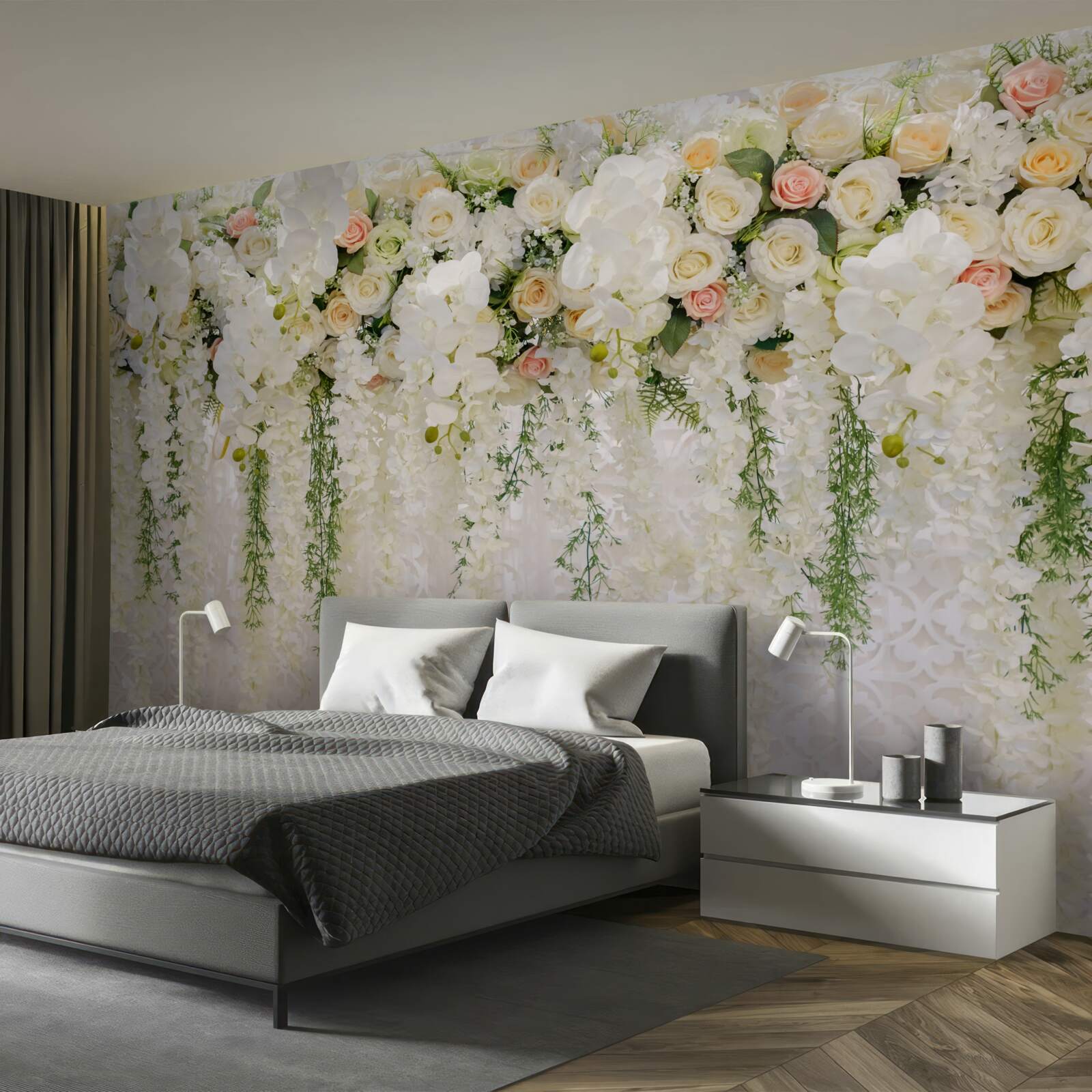 Papier peint composition de fleurs d'orchidées délicates