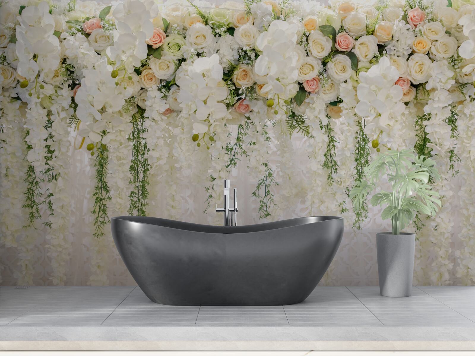 Papier peint composition de fleurs d'orchidées délicates