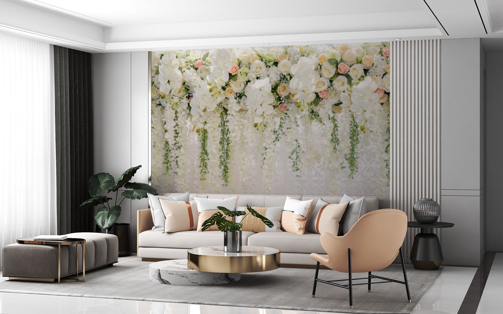 Papier peint composition de fleurs d'orchidées délicates