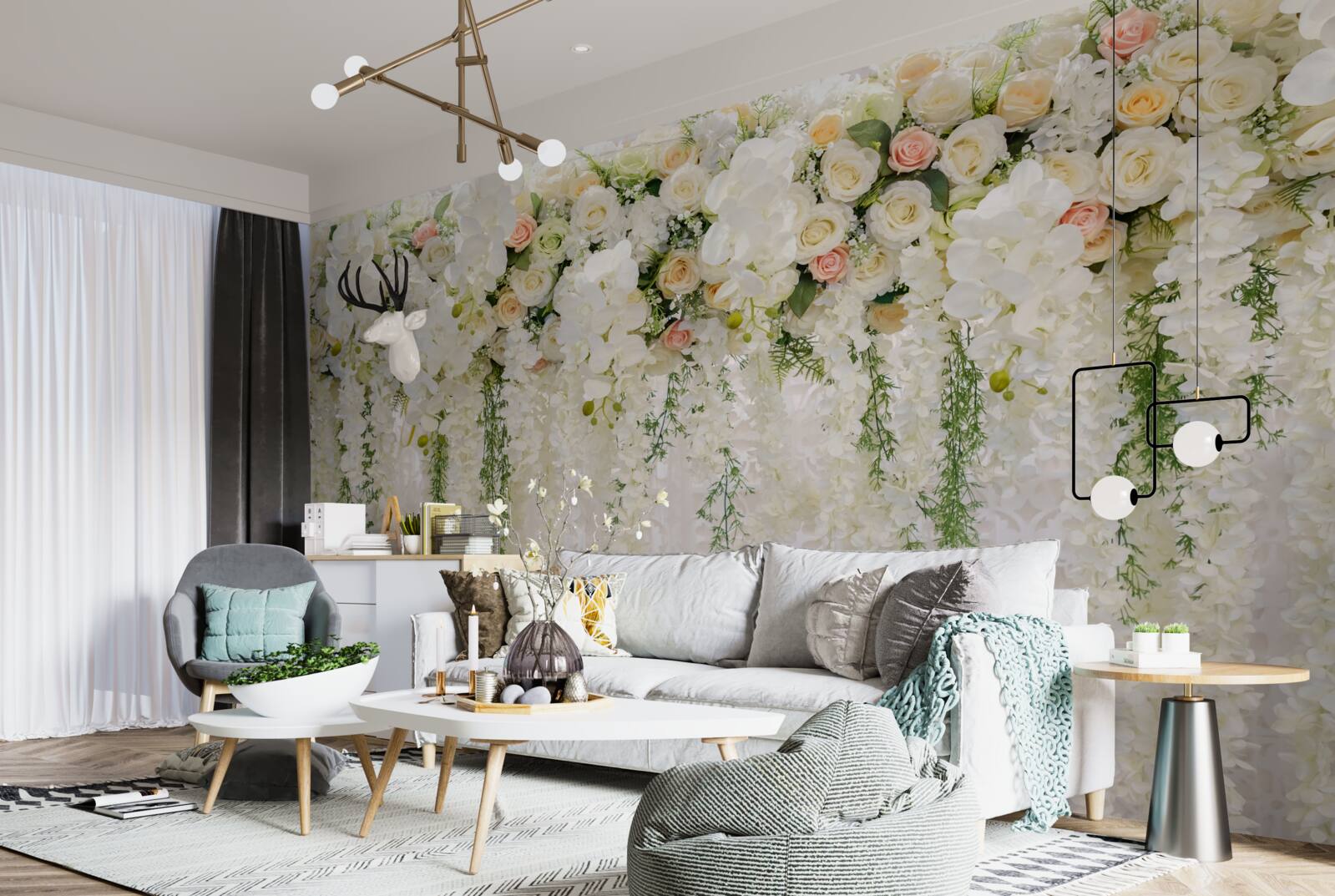 Papier peint composition de fleurs d'orchidées délicates