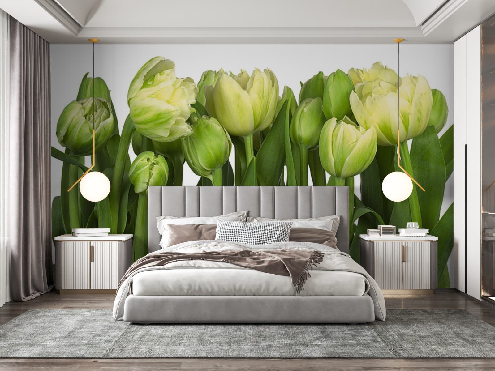 Papier peint ensemble de tulipes légères partiellement ouvertes