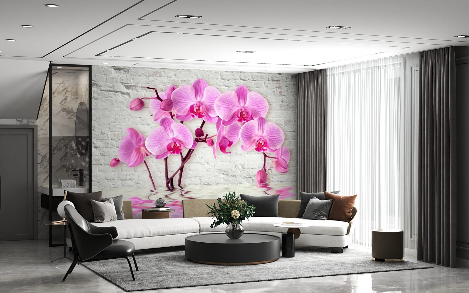 Papier peint fleur d'orchidée violet doux