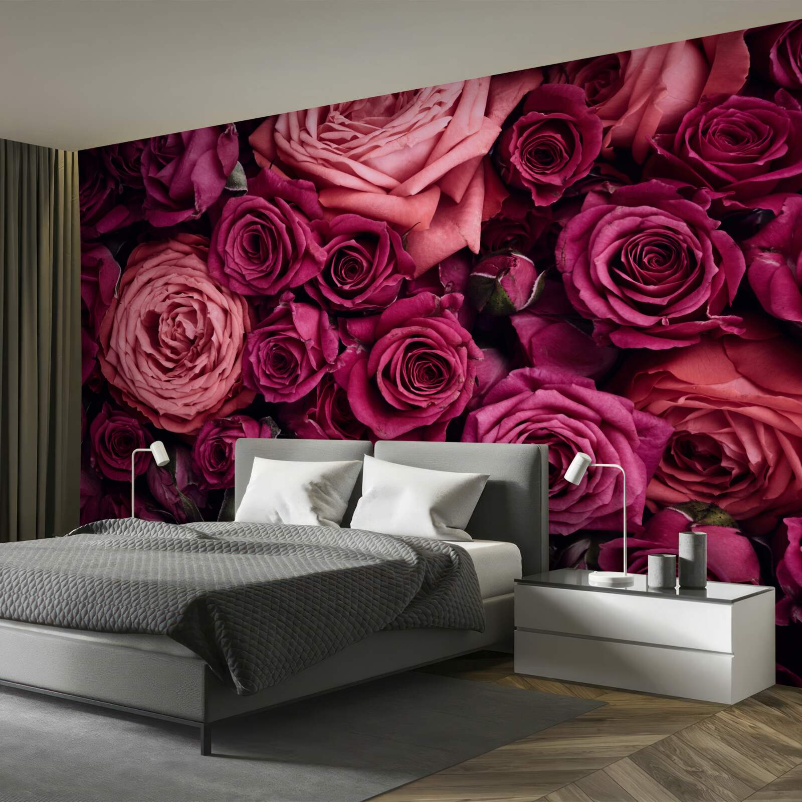 Papier peint combinaison de roses roses parfumées