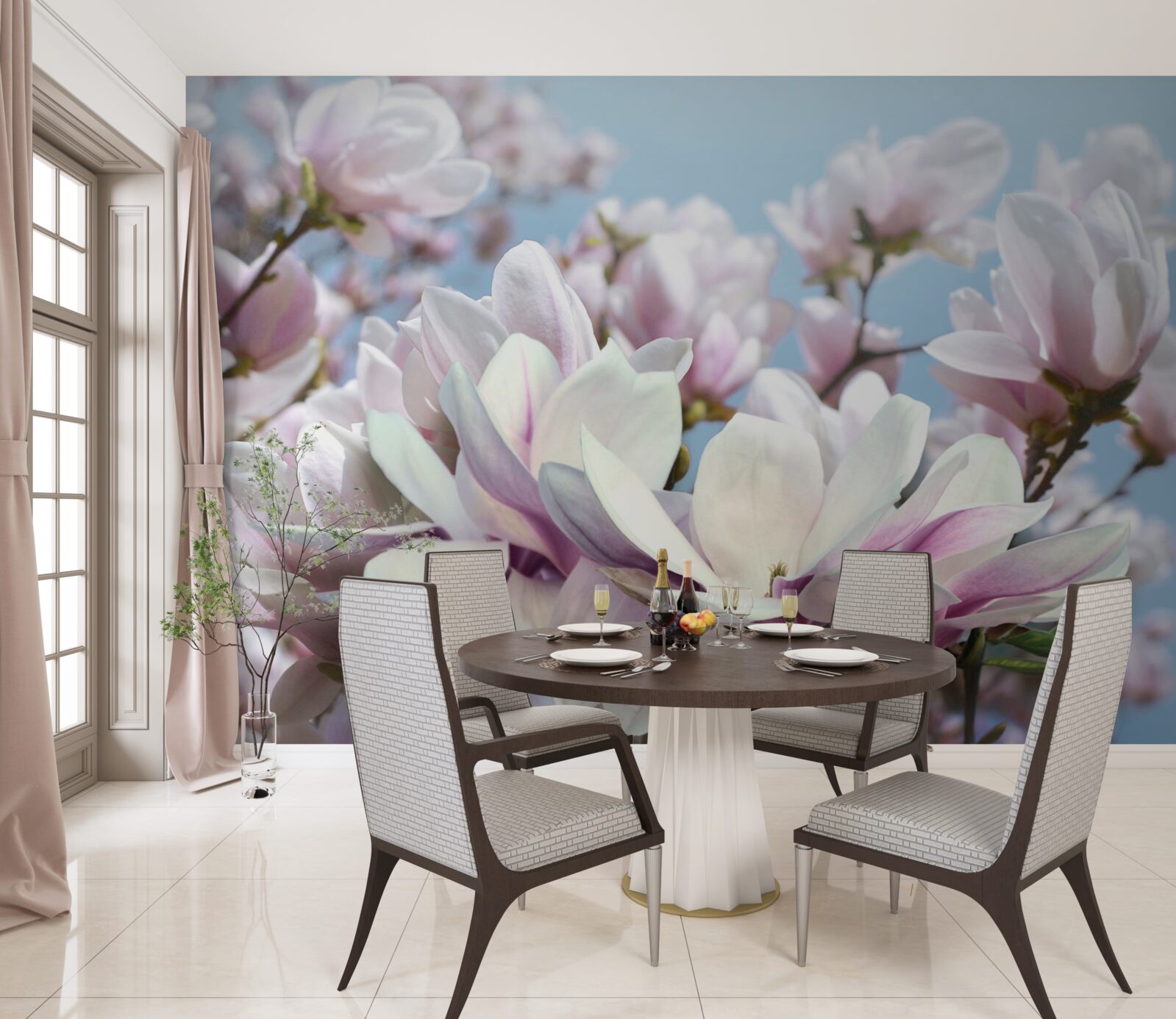 Papier peint magnolia enveloppé de fleurs