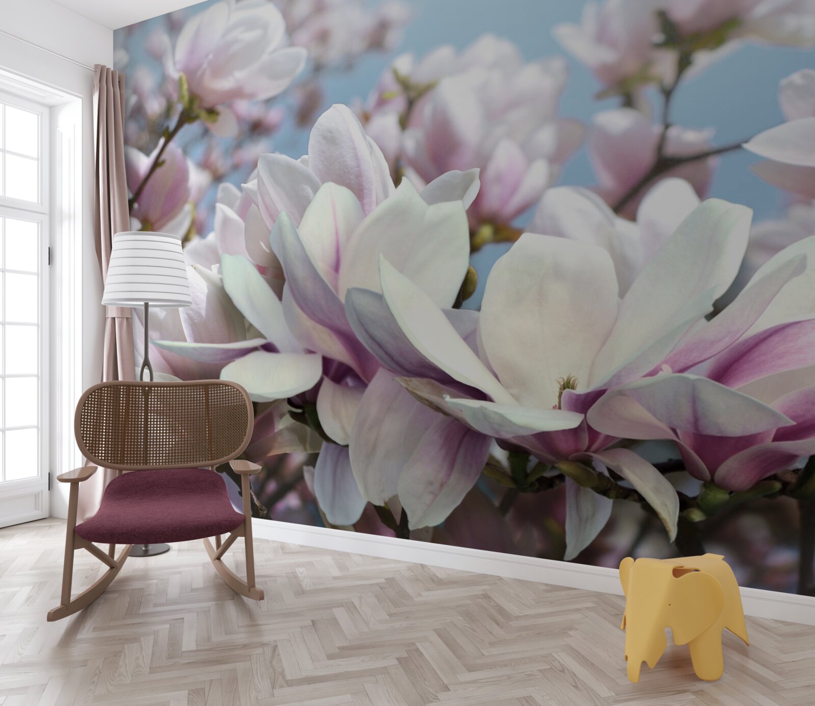 Papier peint magnolia enveloppé de fleurs