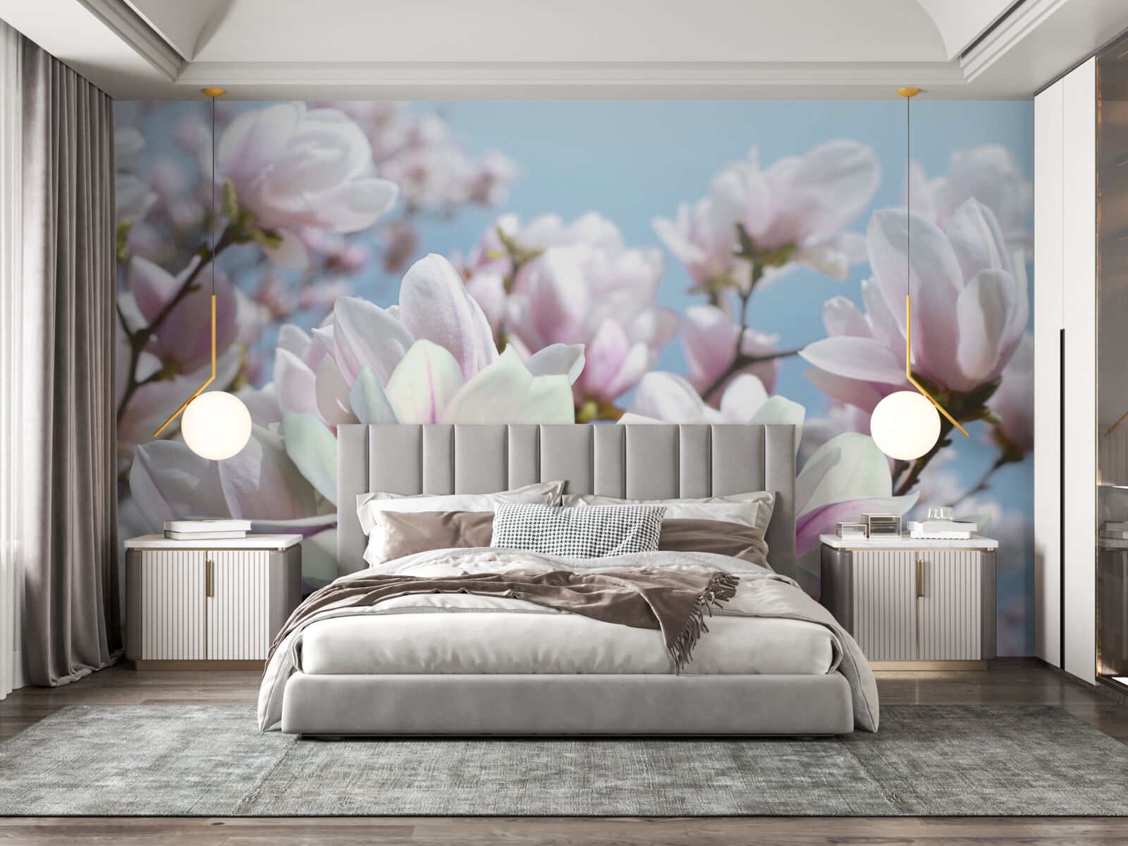 Papier peint magnolia enveloppé de fleurs