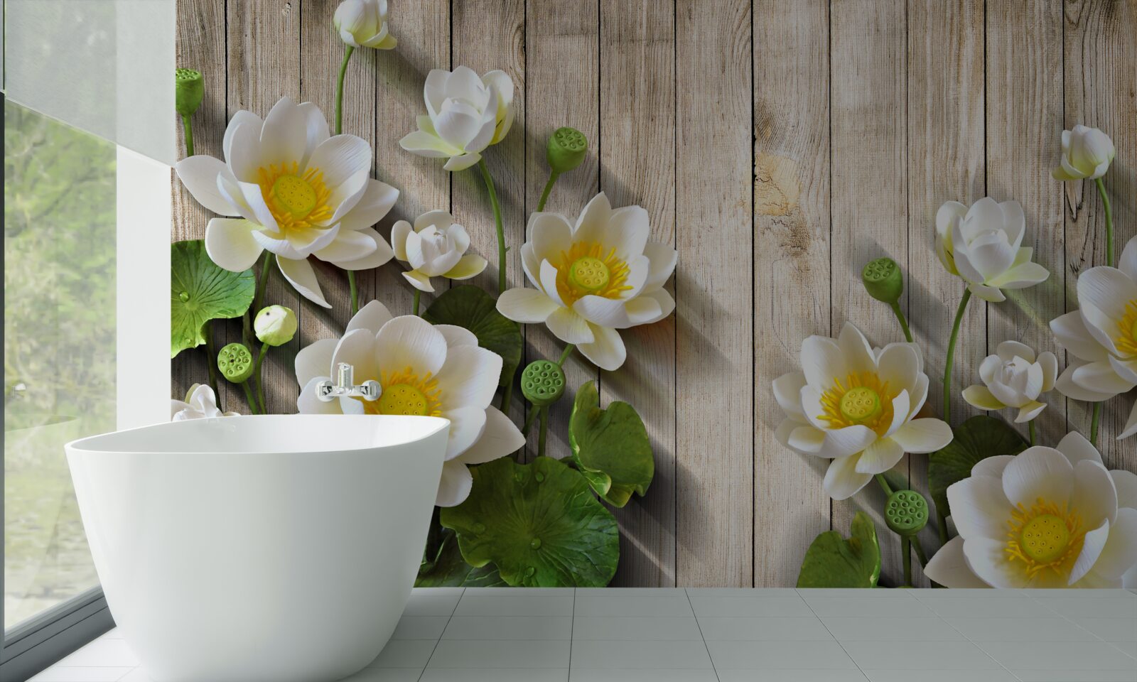 Papier peint lys avec un cœur jaune et une nuance blanche comme neige