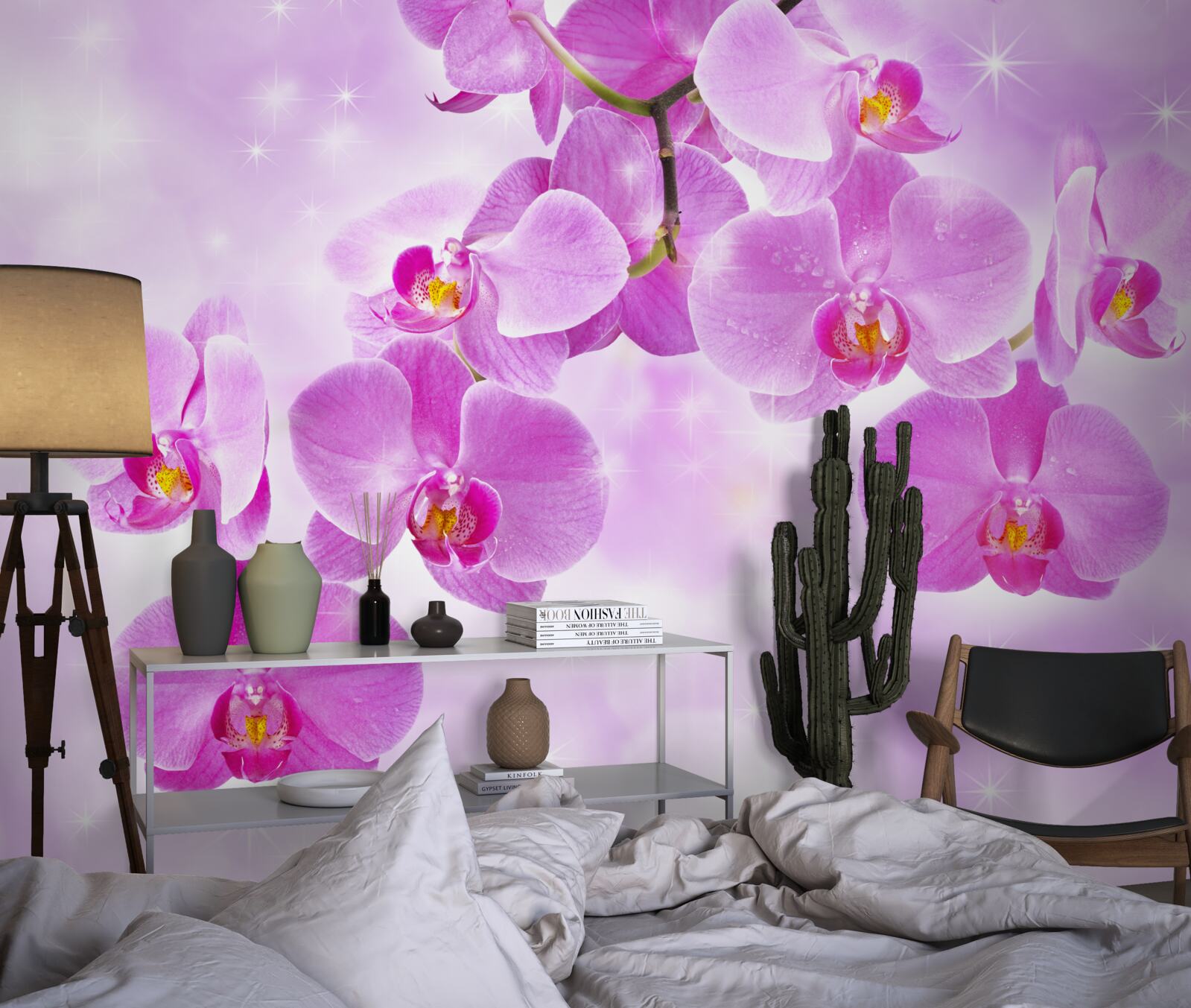 Papier peint orchidées violettes suspendues