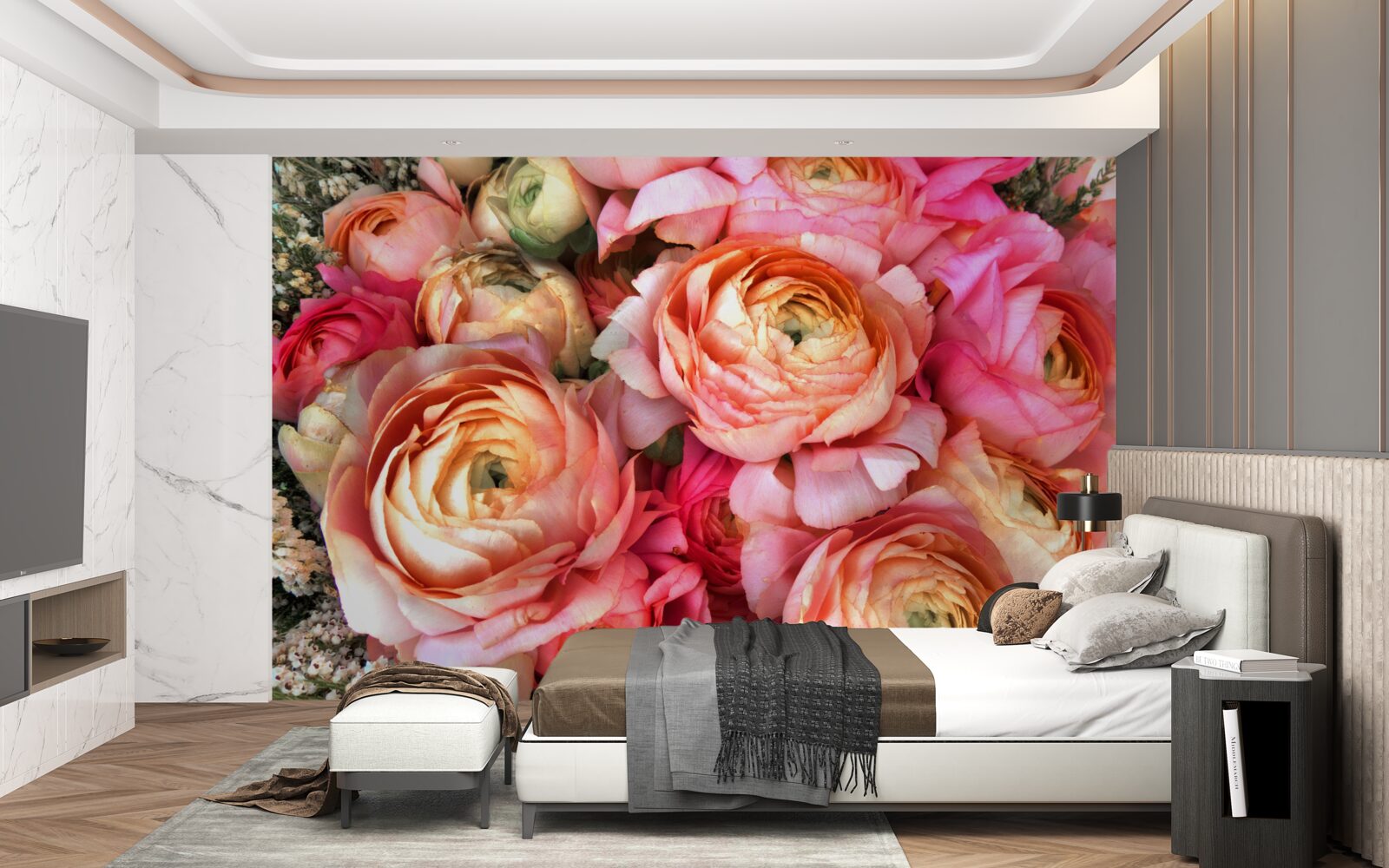 Papier peint des pivoines richement colorées