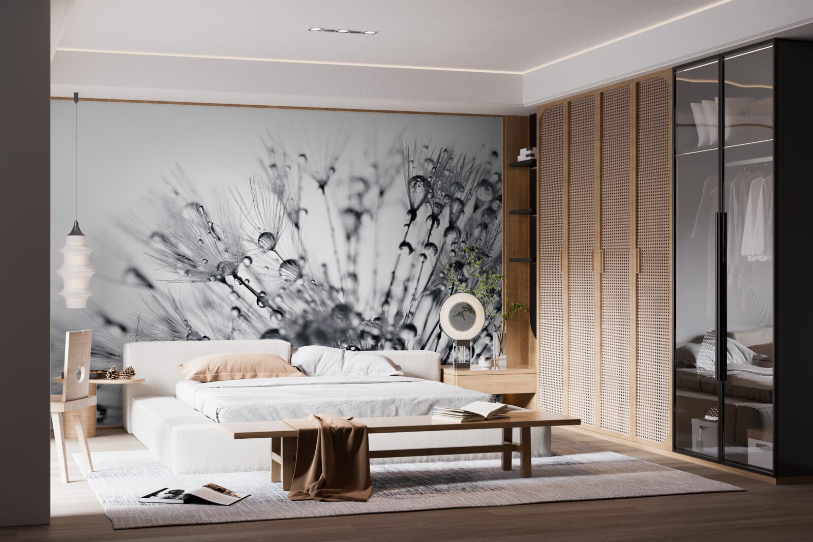 Papier peint gouttes de rosée sur les pissenlits