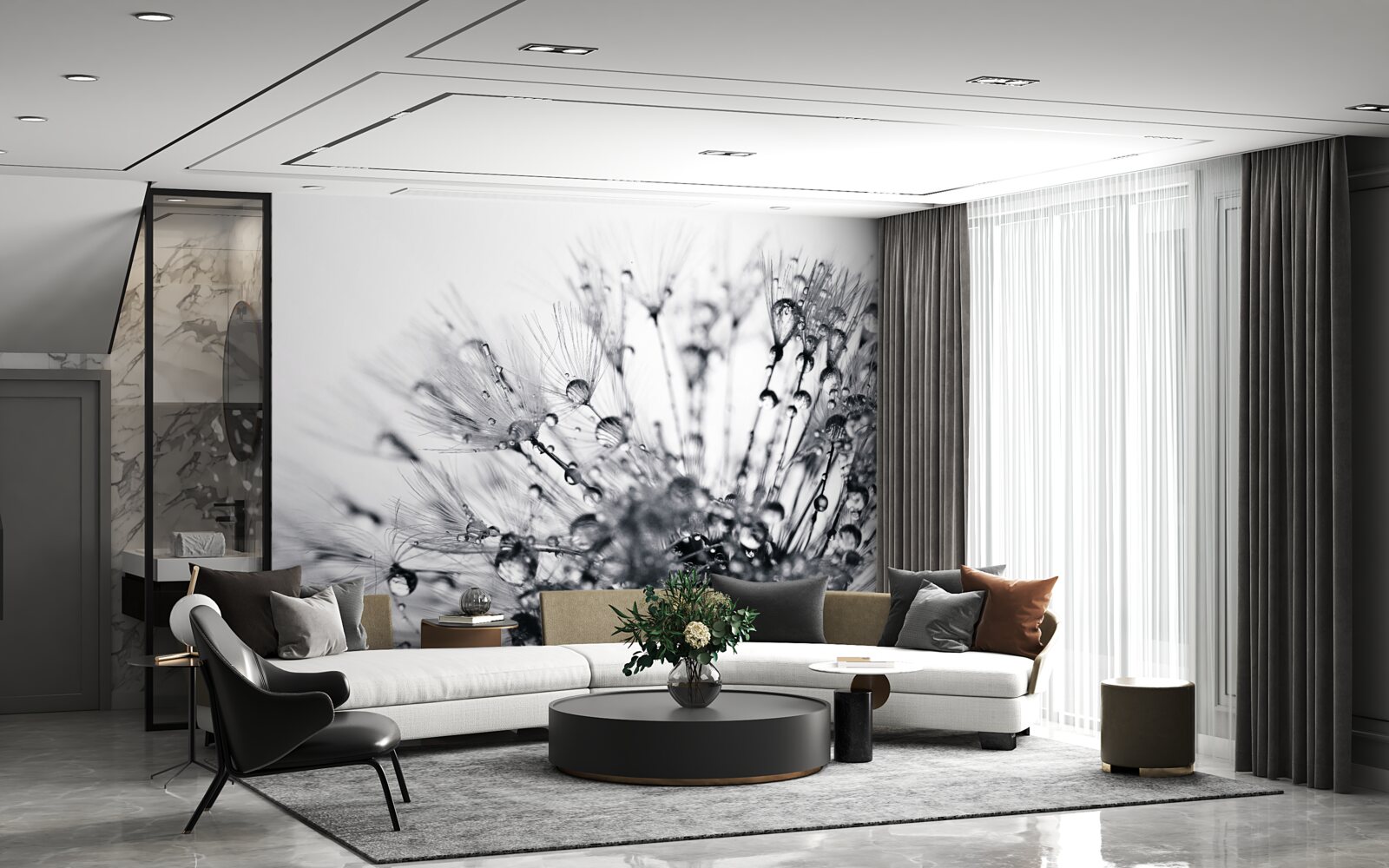 Papier peint gouttes de rosée sur les pissenlits