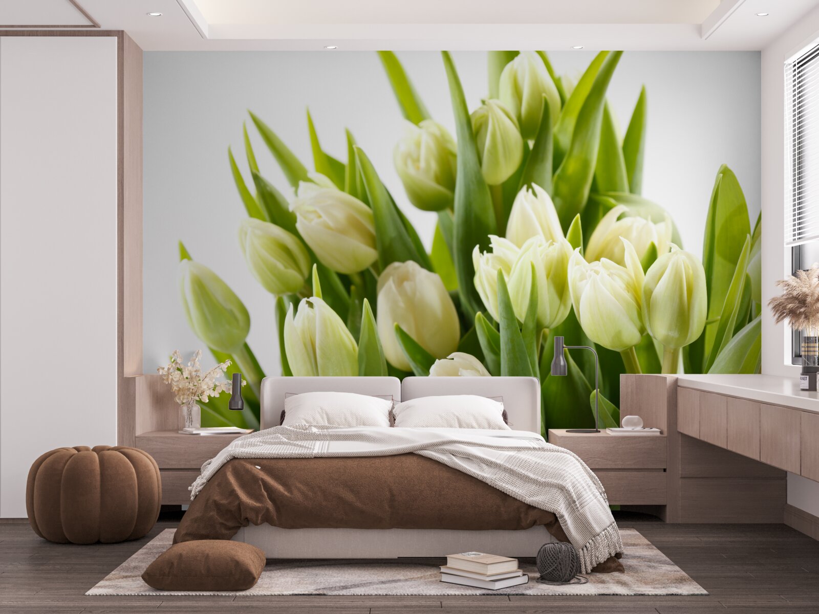 Papier peint ensemble de tulipes blanches