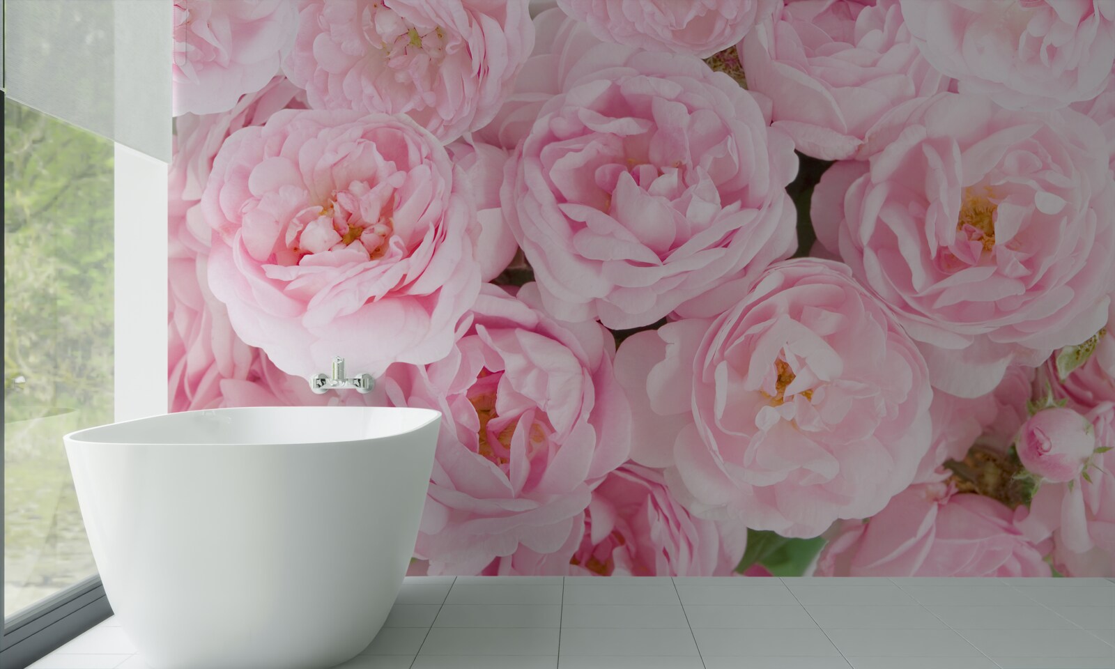 Papier peint roses roses réunies en un bouquet de bougies