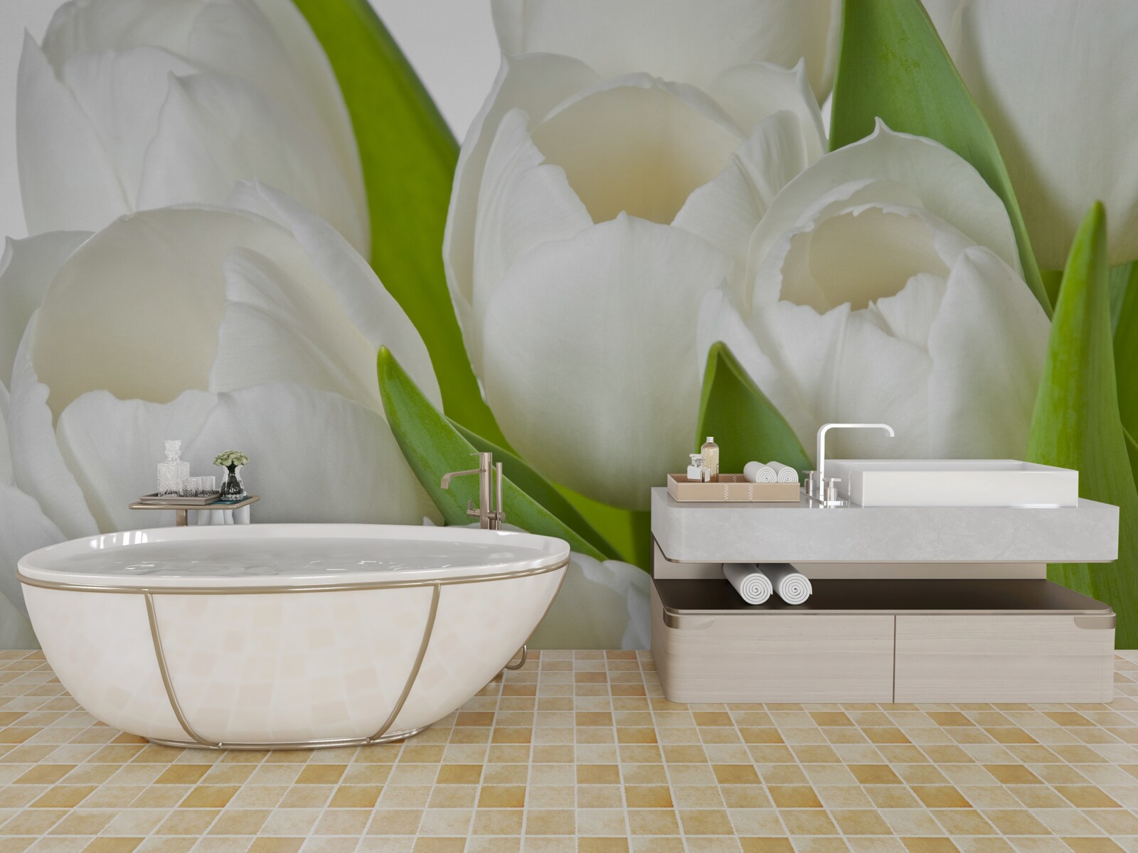 Papier peint magnifiques tulipes lumineuses