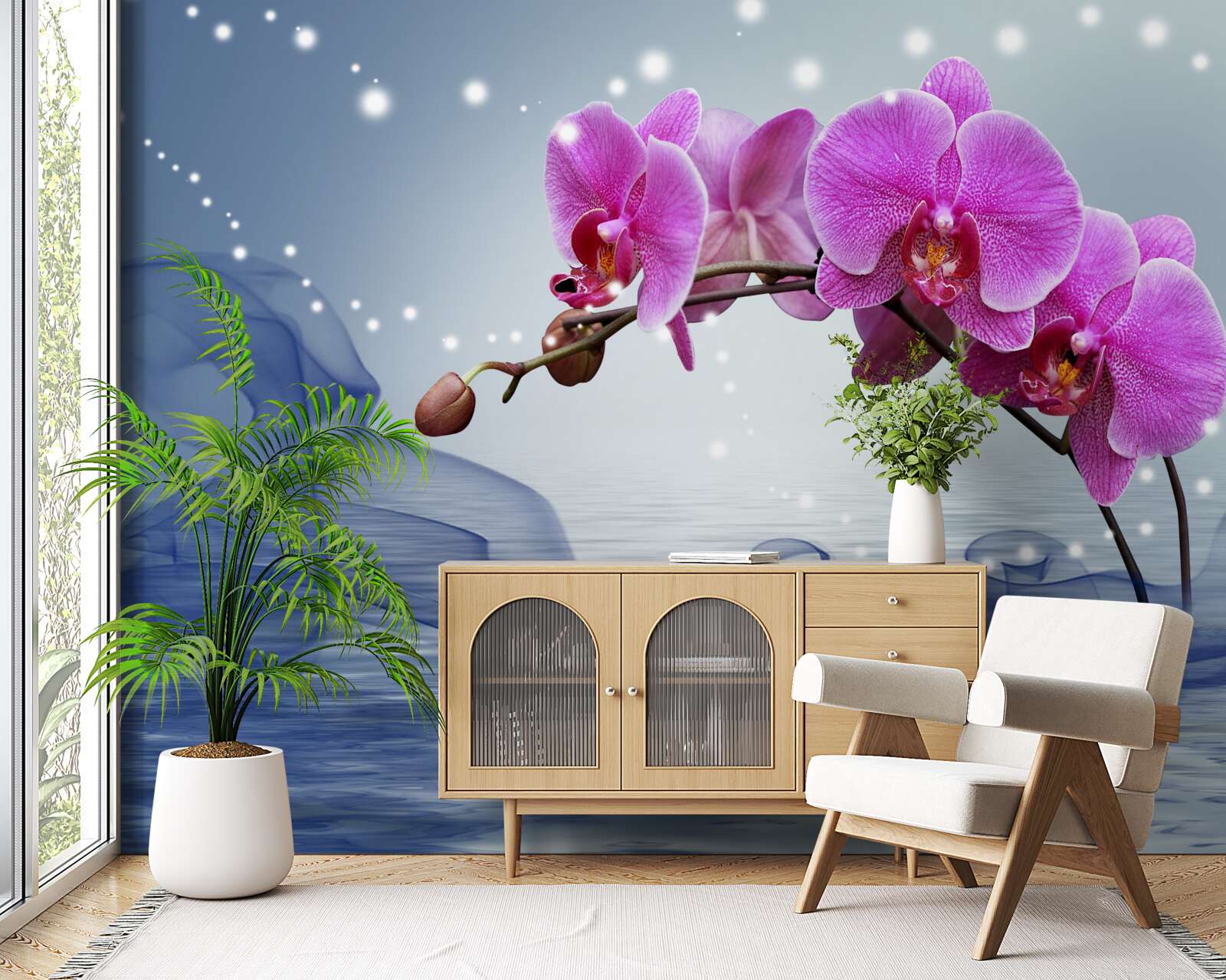 Papier peint Tige d'une magnifique orchidée de couleur lilas