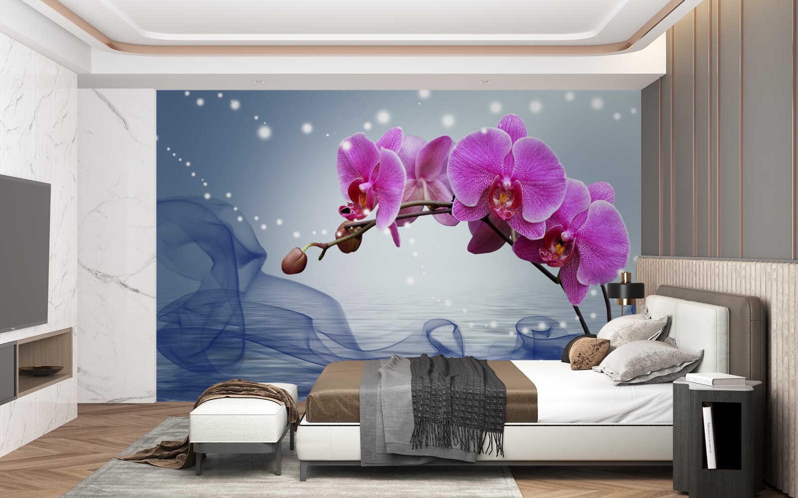 Papier peint Tige d'une magnifique orchidée de couleur lilas