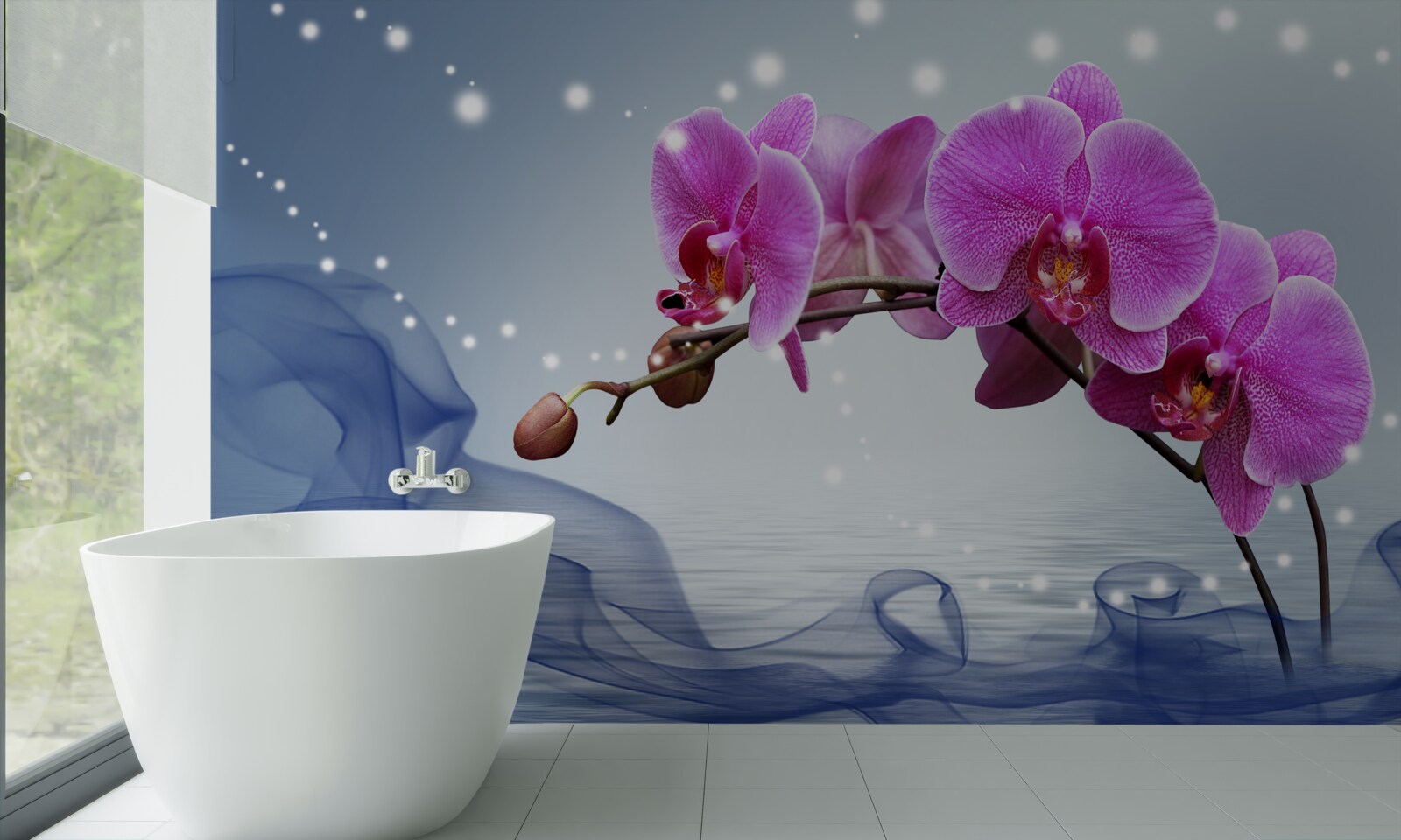 Papier peint Tige d'une magnifique orchidée de couleur lilas