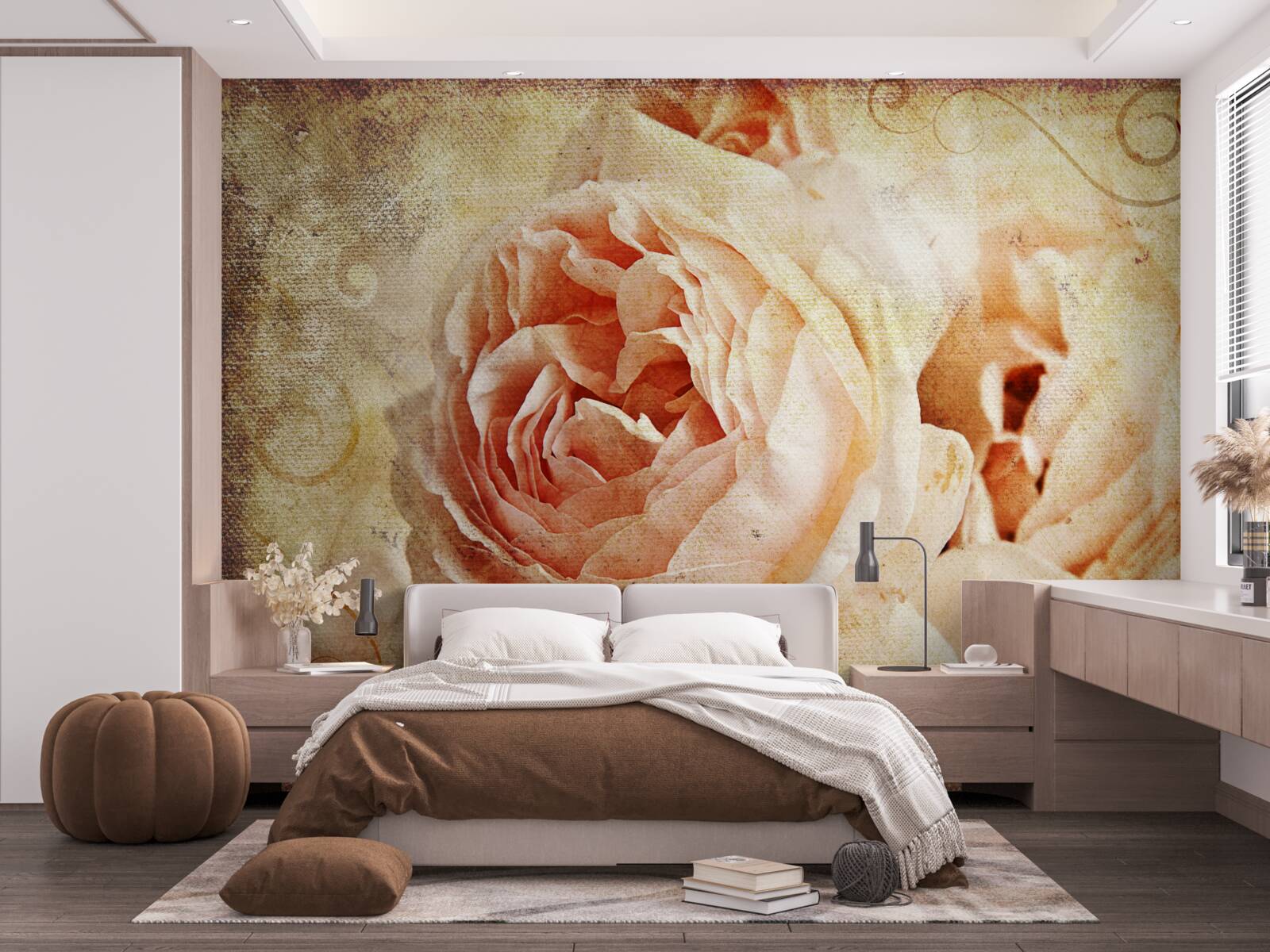 Papier peint roses millésimées