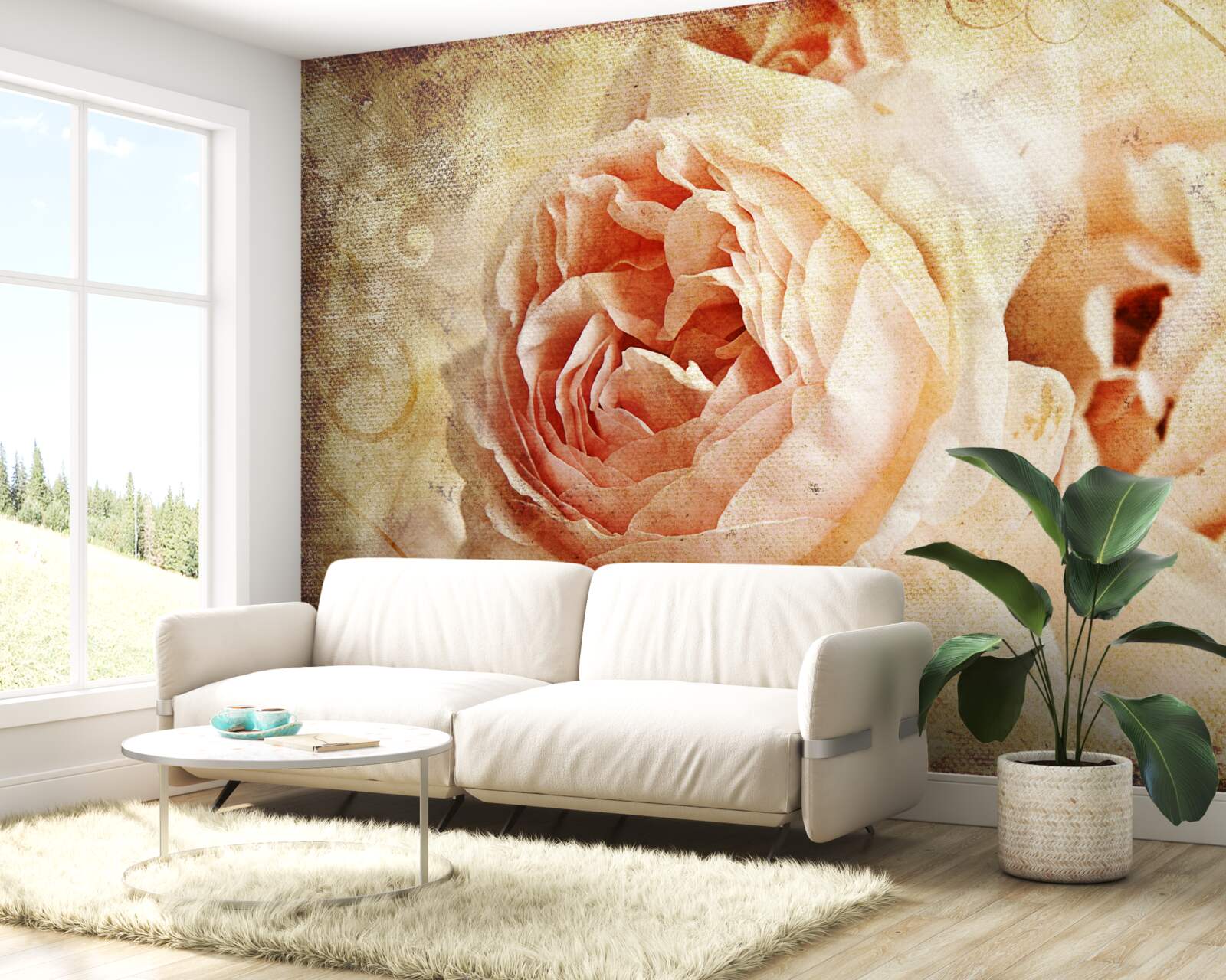 Papier peint roses millésimées