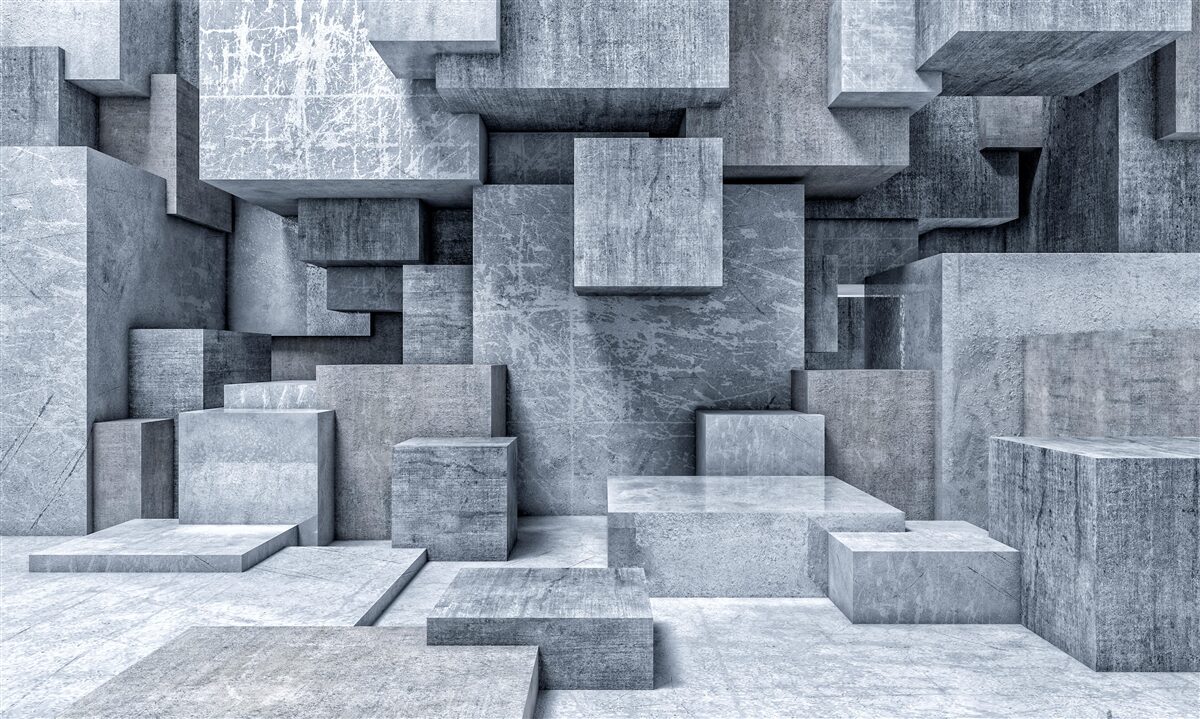 Papier peint pièce avec des formes géométriques en forme de carrés