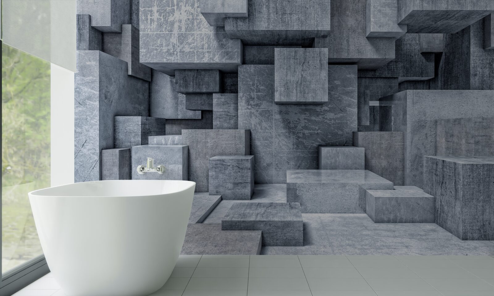 Papier peint pièce avec des formes géométriques en forme de carrés