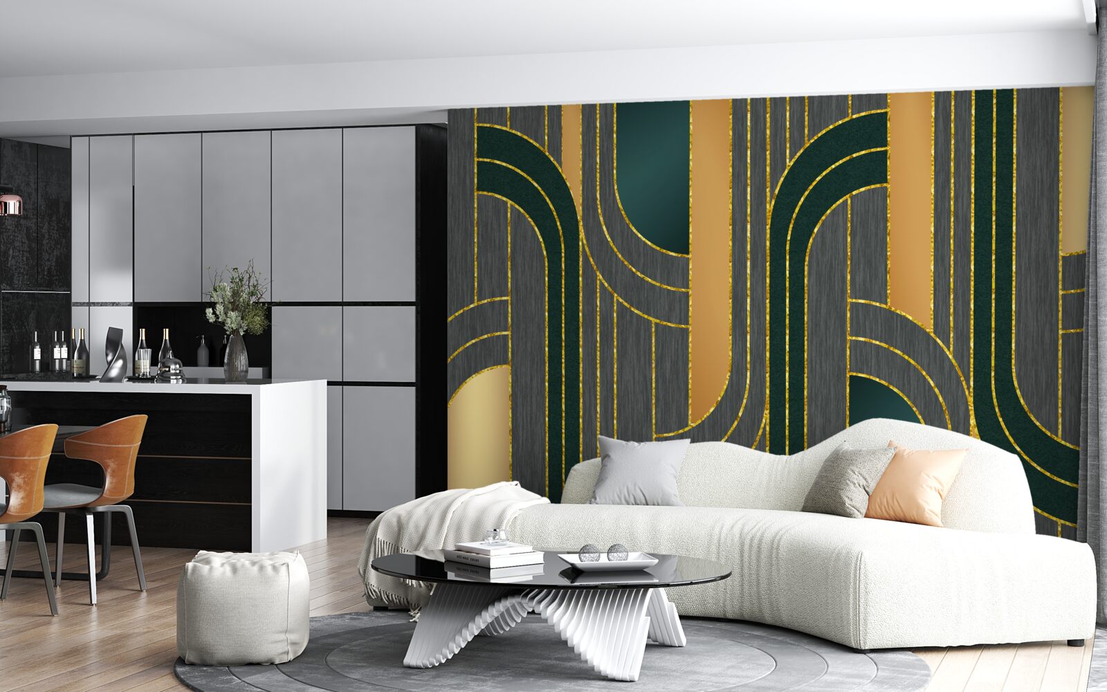 Papier peint des lignes sombres, qui s'imbriquent les unes dans les autres de manière constante et harmonieuse