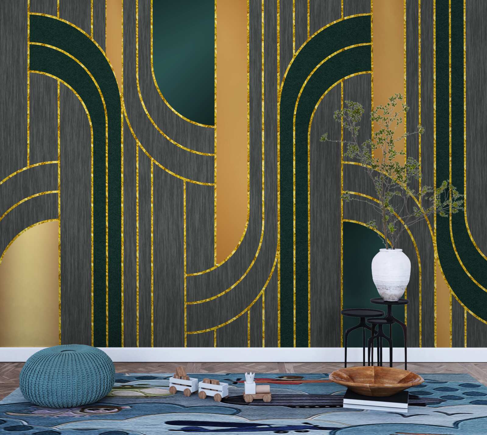 Papier peint des lignes sombres, qui s'imbriquent les unes dans les autres de manière constante et harmonieuse