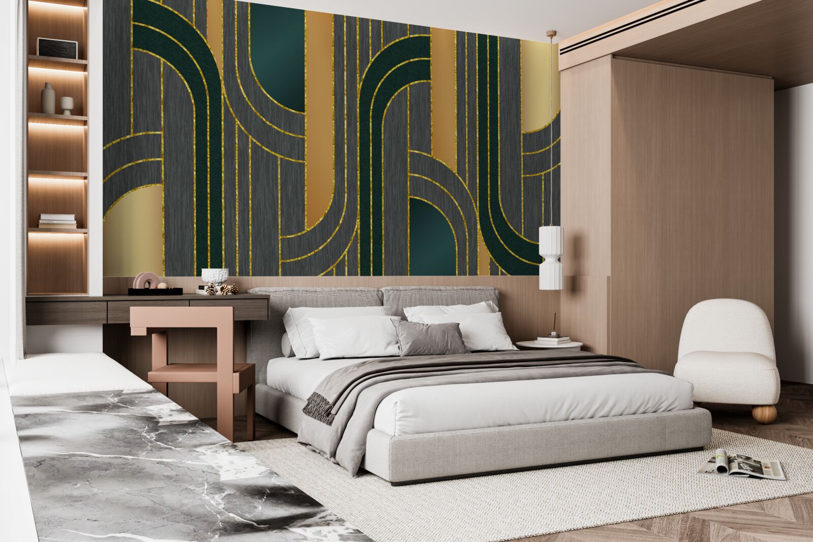 Papier peint des lignes sombres, qui s'imbriquent les unes dans les autres de manière constante et harmonieuse