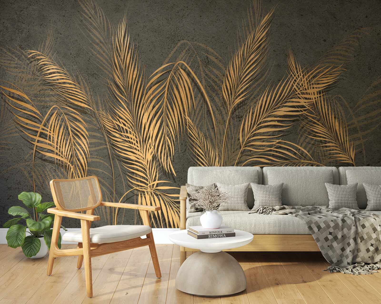 Papier peint plumes d'épis de millet dans la lumière dorée