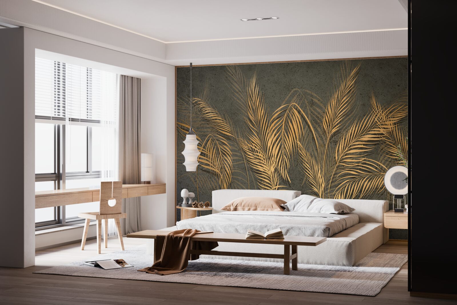 Papier peint plumes d'épis de millet dans la lumière dorée