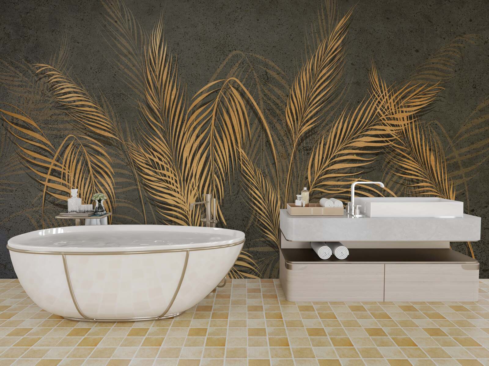 Papier peint plumes d'épis de millet dans la lumière dorée