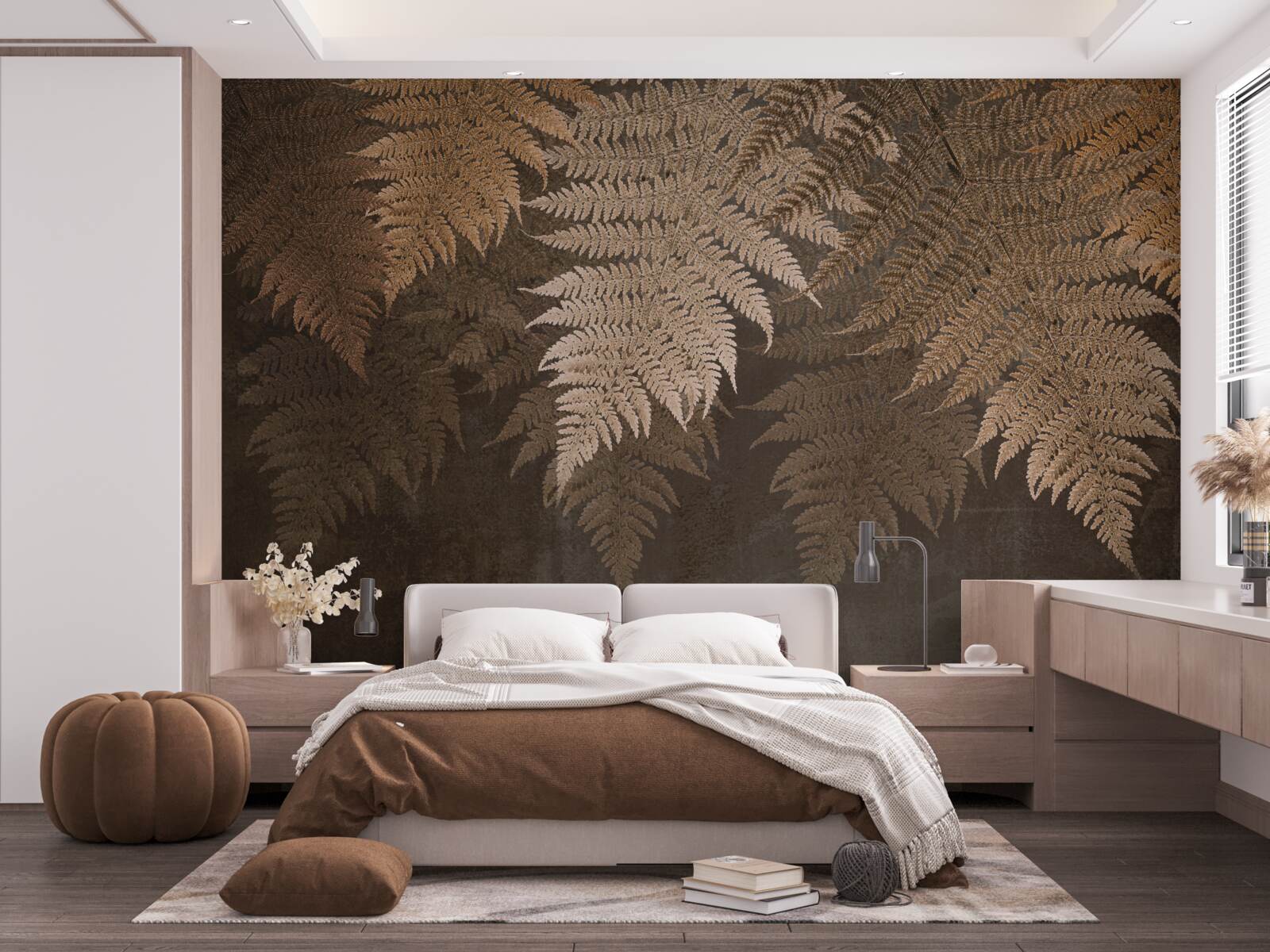 Papier peint un feuillage de fougère dense en automne