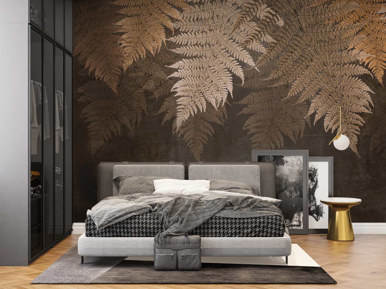 Papier peint un feuillage de fougère dense en automne