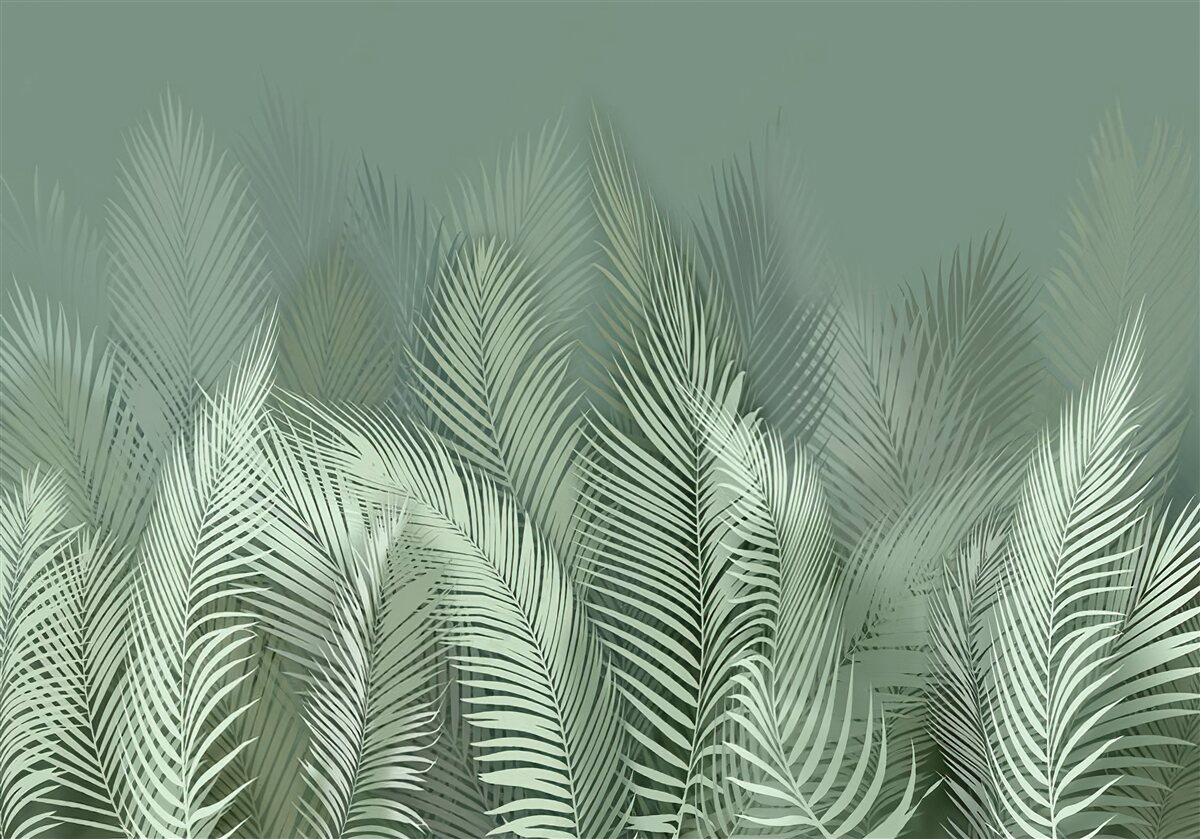 Papier peint feuilles de palmier vertes