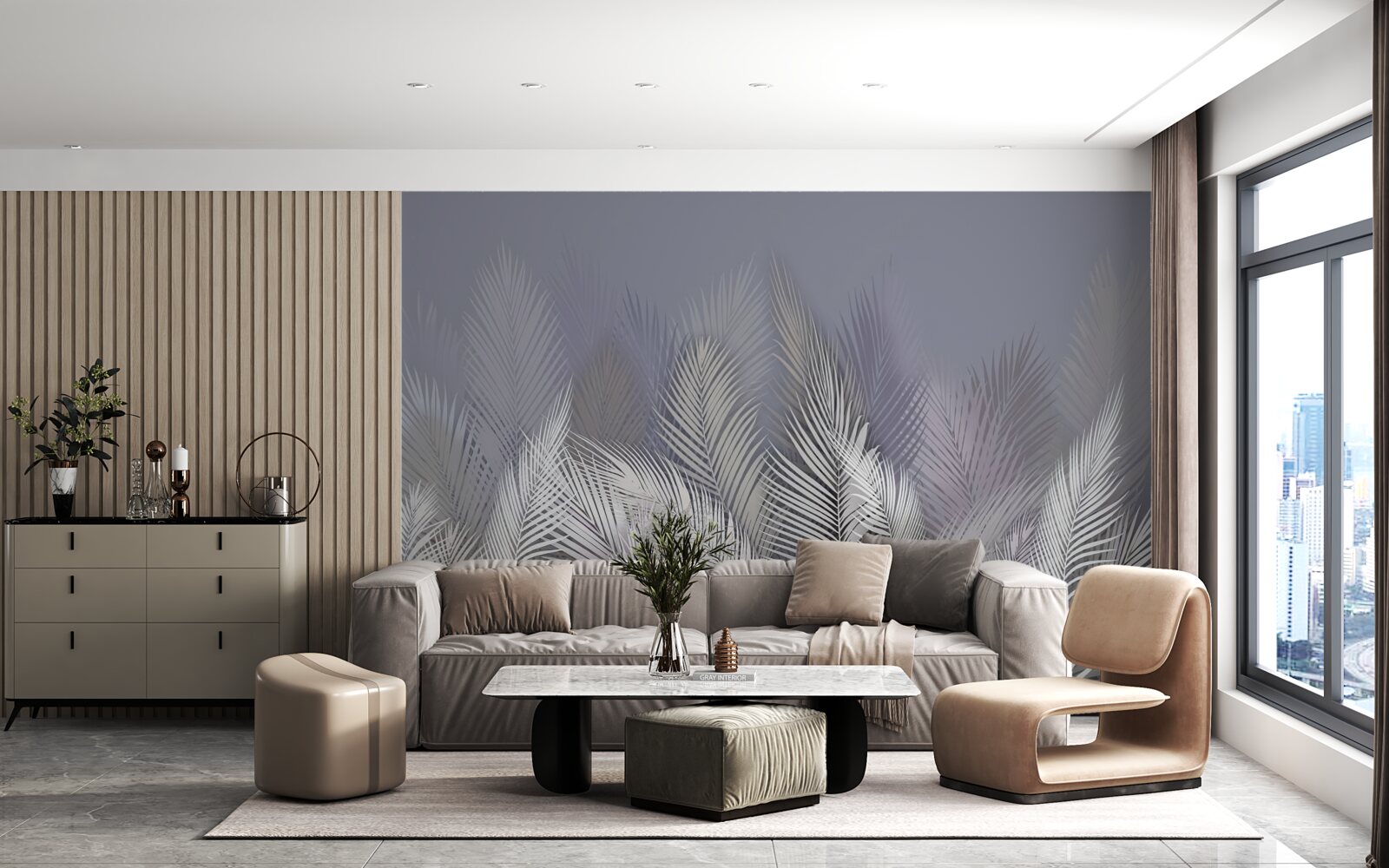 Papier peint feuilles de palmier blanches dans l'obscurité