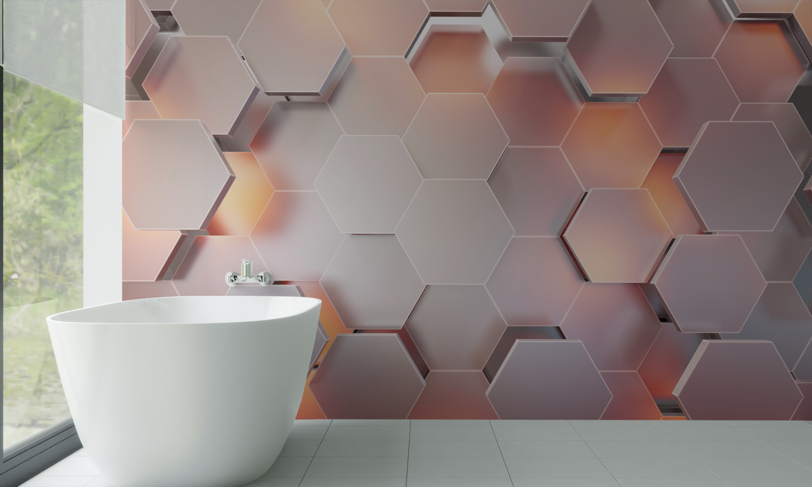 Papier peint hexagones volumétriques