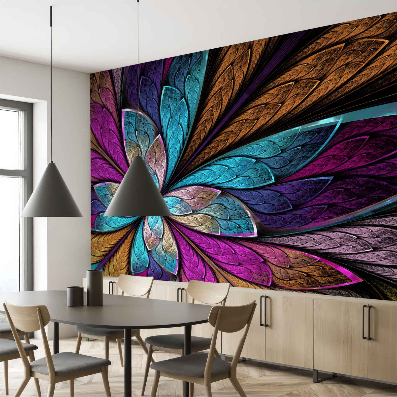 Papier peint mosaïque de pétales de fleurs abstraites