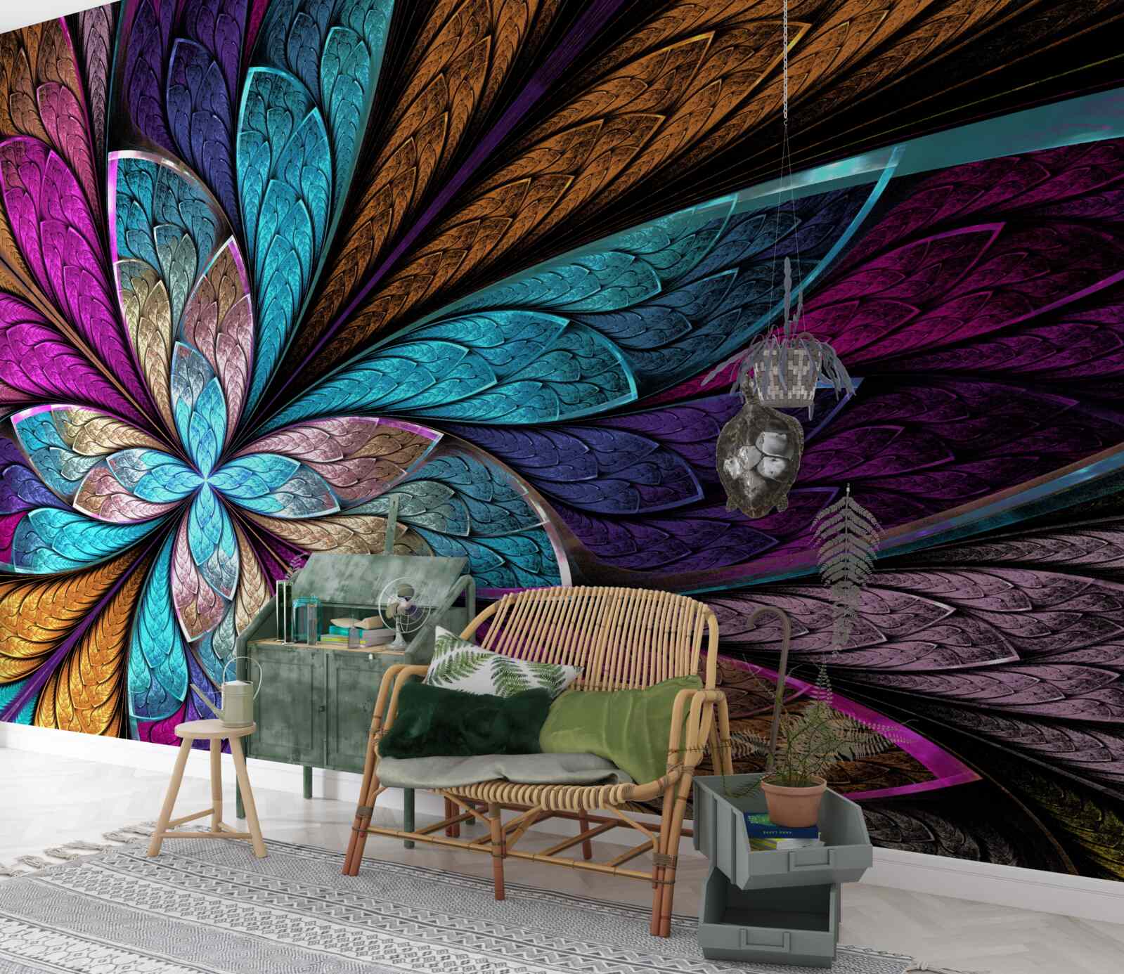 Papier peint mosaïque de pétales de fleurs abstraites