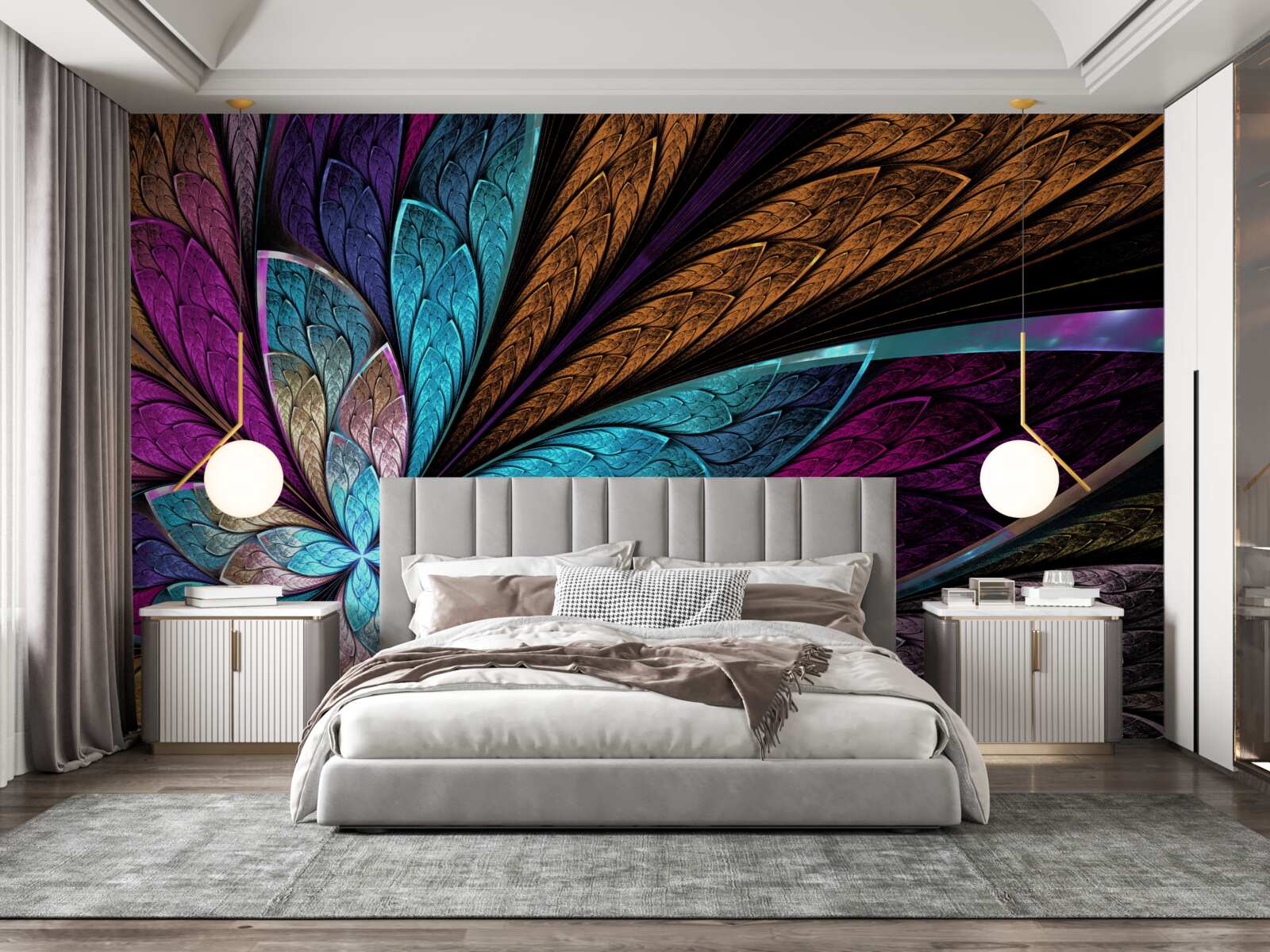 Papier peint mosaïque de pétales de fleurs abstraites