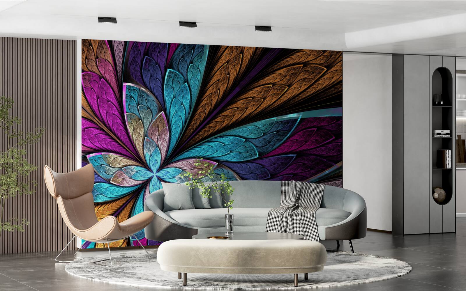 Papier peint mosaïque de pétales de fleurs abstraites