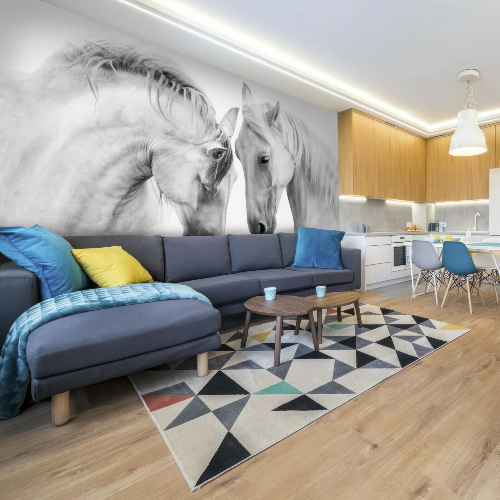 Papier peint les chevaux blancs communiquent