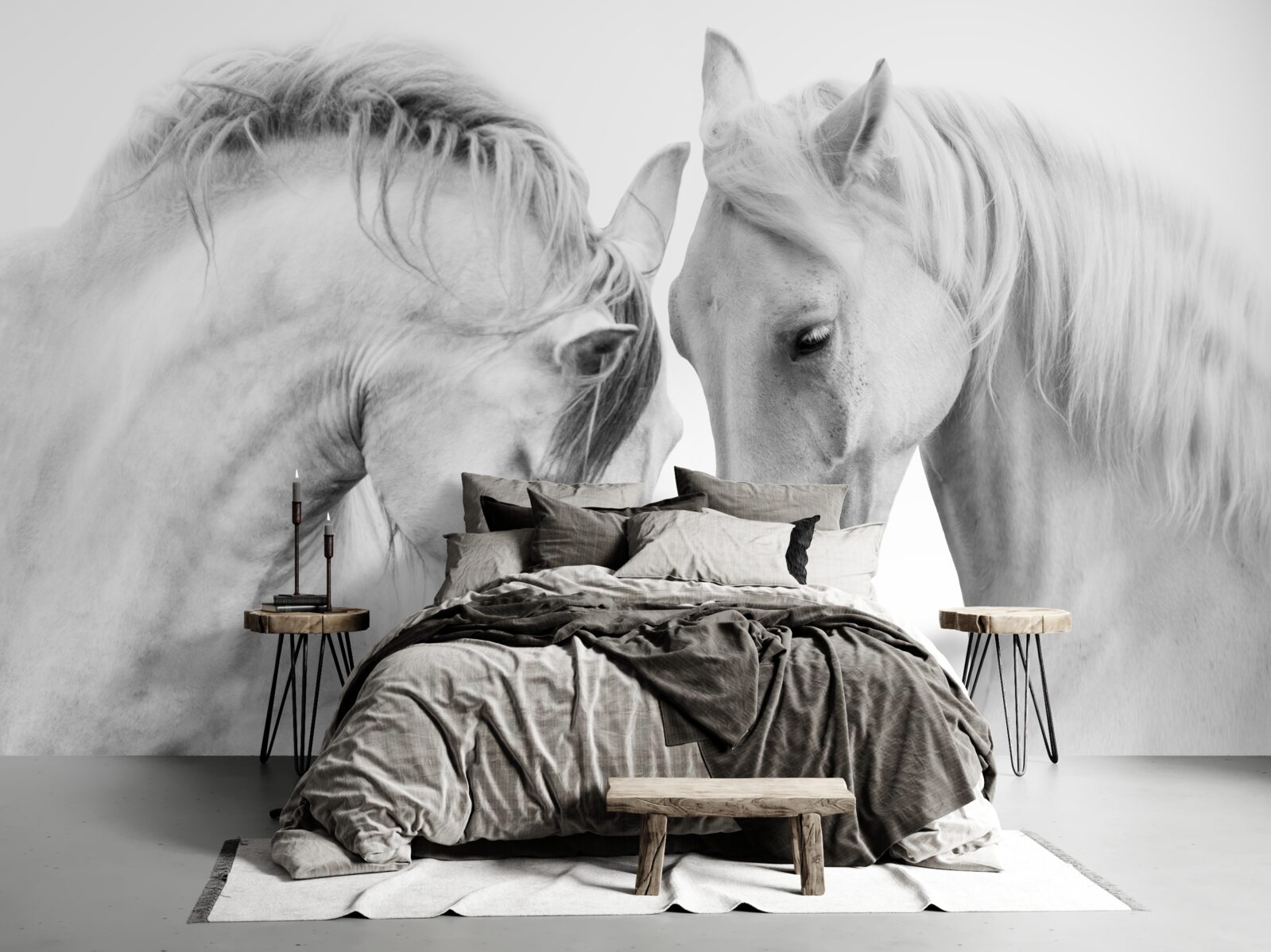 Papier peint les chevaux blancs communiquent