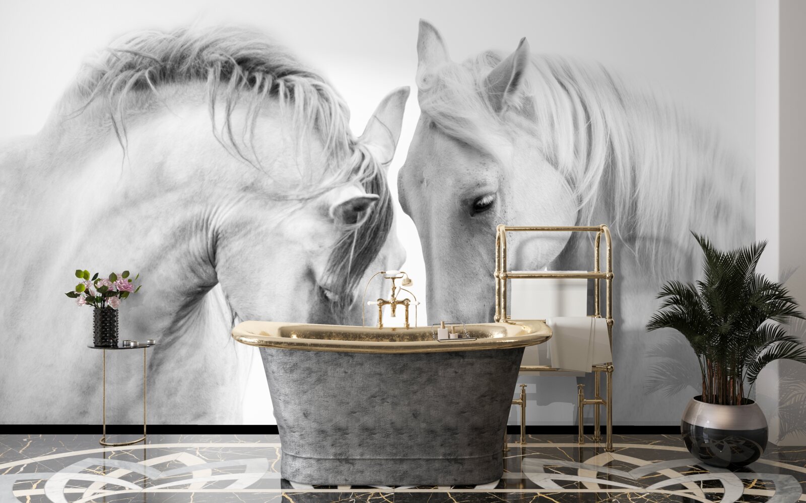 Papier peint les chevaux blancs communiquent