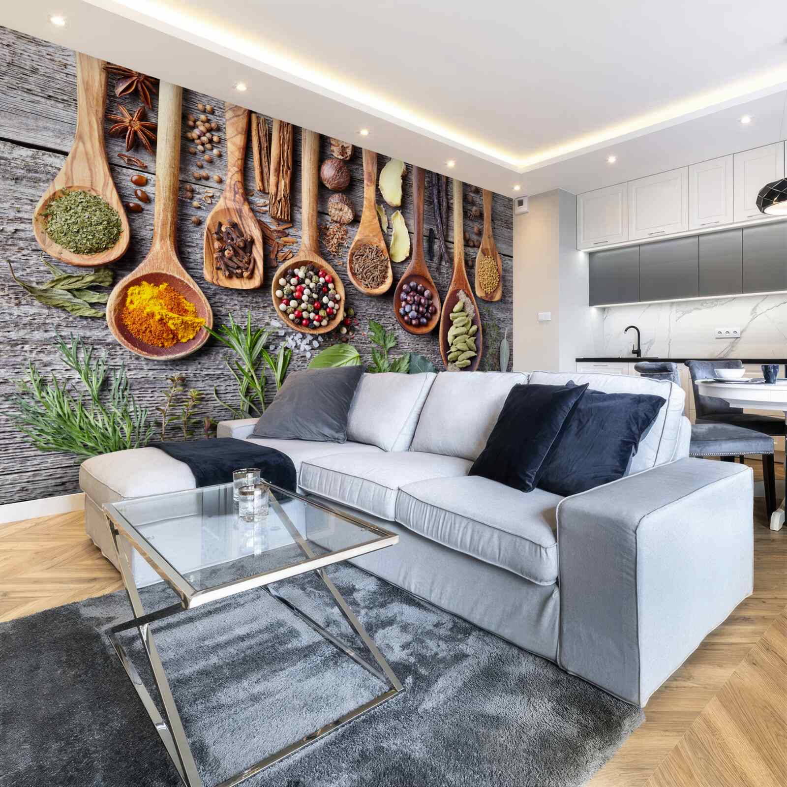 Papier peint épices multicolores dégageant un arôme