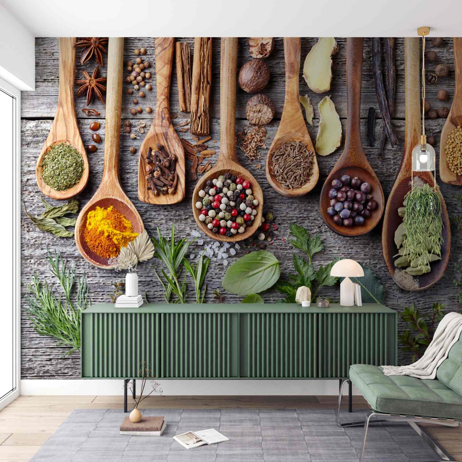 Papier peint épices multicolores dégageant un arôme