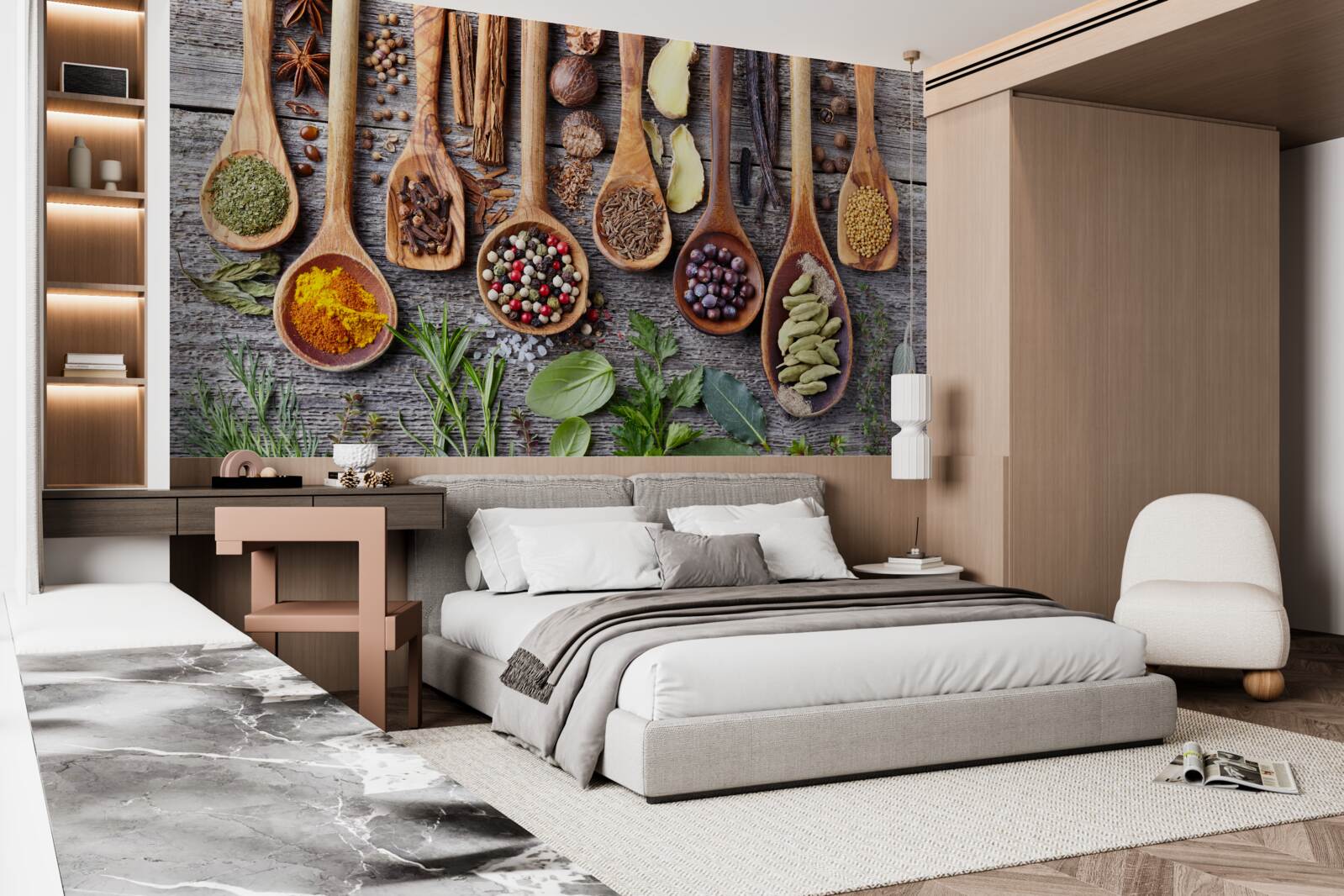 Papier peint épices multicolores dégageant un arôme